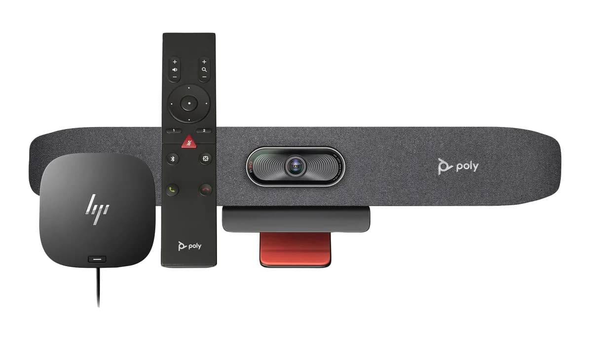 Poly Studio R30+ USB Video-Soundbar mit HP G5 USB-C Dock