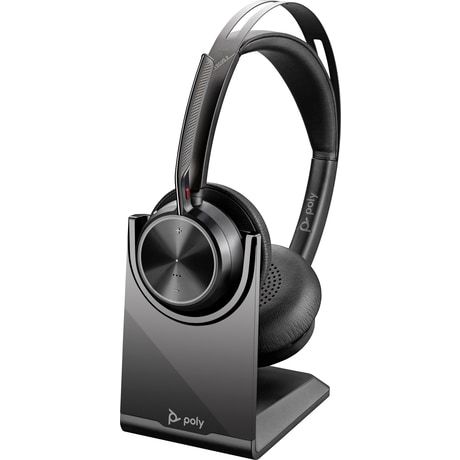 Poly Voyager Focus 2 UC USB-C-C Headset mit Ladestation, USB-C/A Adapter